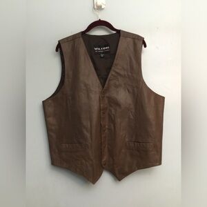 Wilson Brown Leather Vest with V-Neck